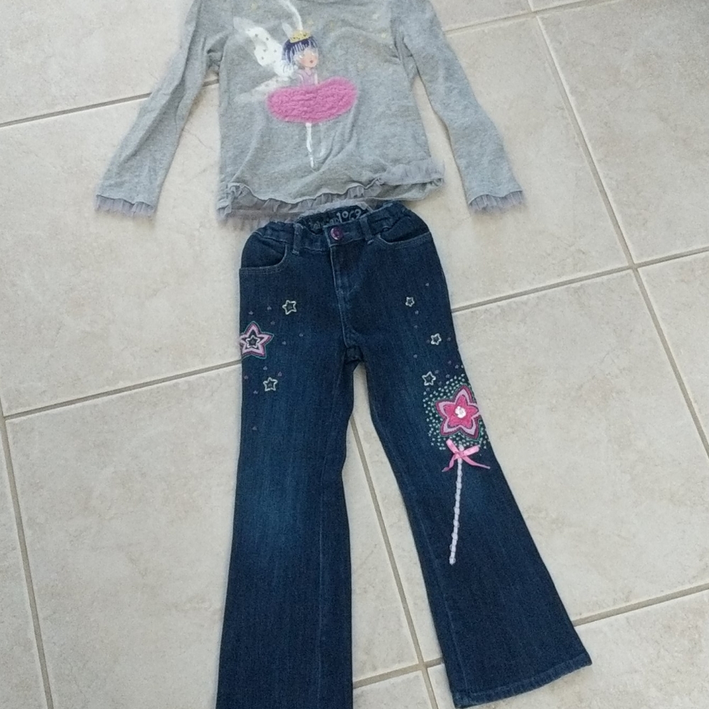 Girls 5t fairy shirt or nutcracker and Jean set